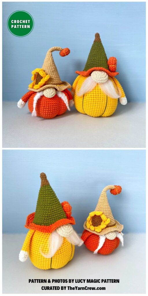 Crochet Pattern Pumpkin Gnomes, - 6 Crochet Thanksgiving Gnome Patterns