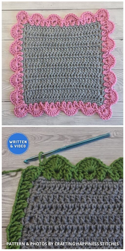V-Stitch Shells Border - 8 Crochet Easy Borders For Blanket Tutorials