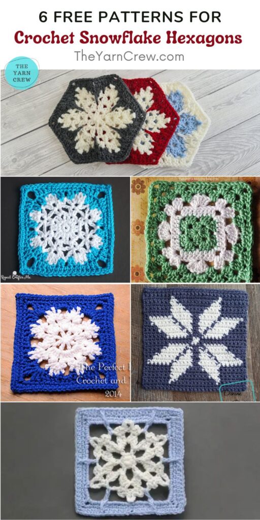 6 Free Patterns For Crochet Snowflake Hexagons PIN 2