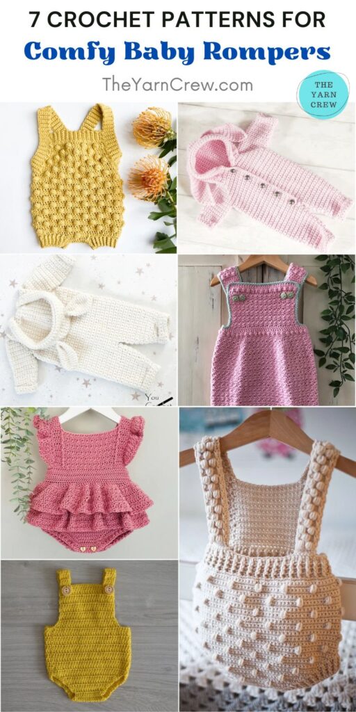 7 Crochet Patterns For Comfy Baby Rompers PIN 2