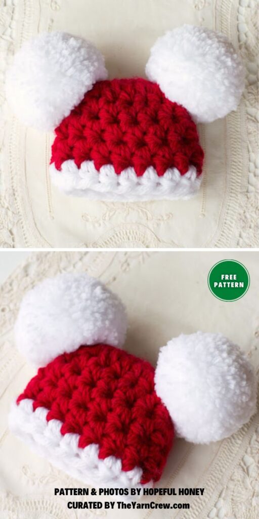 Baby Santa Claus Pompom Hat - 6 Free Crochet Santa Claus Hat Patterns Ideas