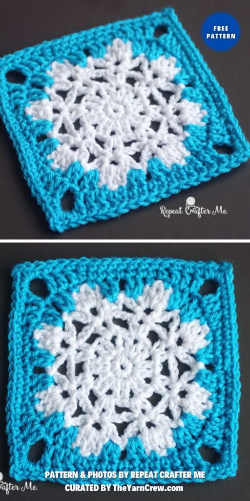 Crochet Snowflake Granny Square - 6 Free Crochet Snowflake Hexagon Patterns