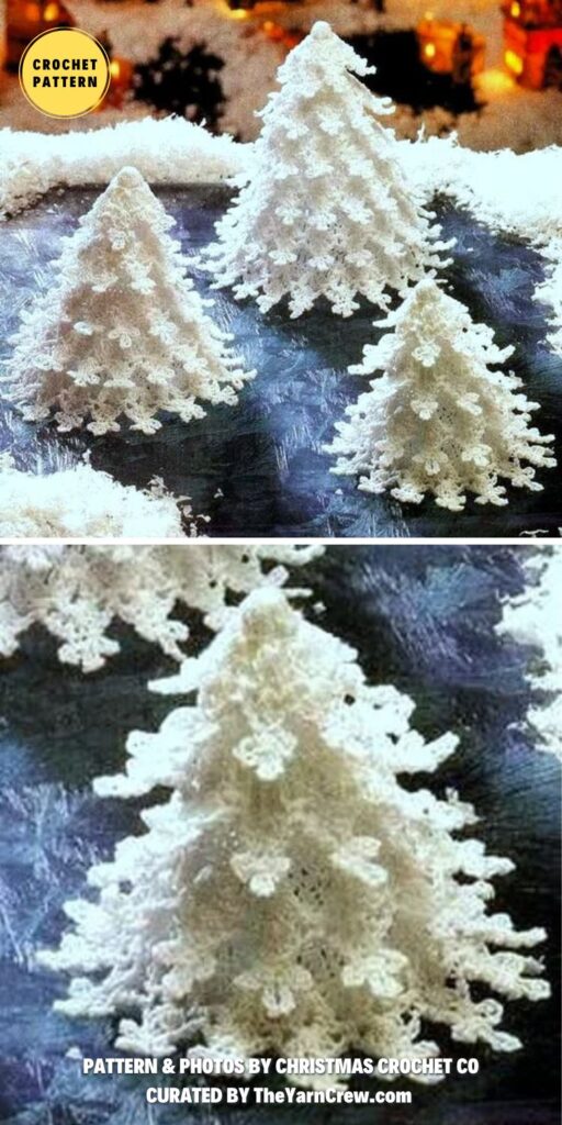 White Lace Mini Christmas Trees - 6 Easy Crochet Amigurumi Christmas Tree Patterns