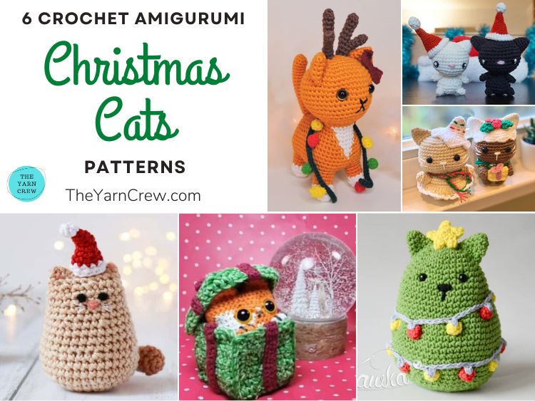 6 Crochet Amigurumi Christmas Cat Patterns FB POSTER