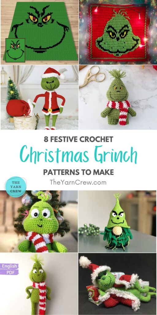 8 Festive Crochet Christmas Grinch Patterns To Make PIN 1