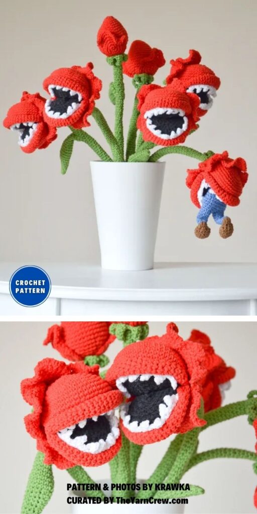 Crochet Bouquet of Man-Eating Plants Pattern - 8 Crochet Super Mario Characters Patterns