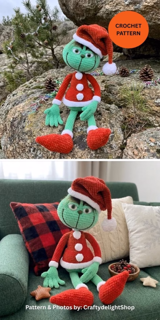 Crochet Grinch Plush - 8 Festive Crochet Christmas Grinch Patterns To Make