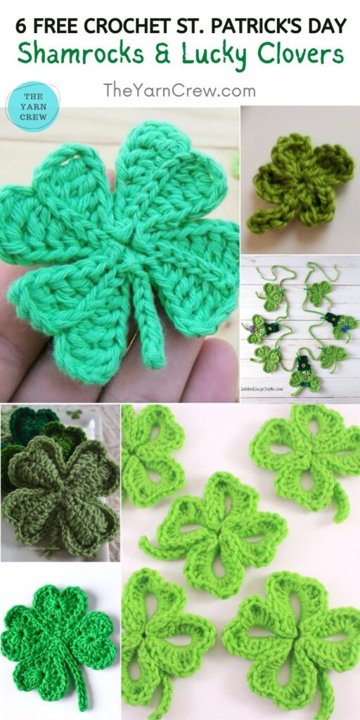 6 Free Crochet St. Patrick's Day Shamrocks & Lucky Clovers PIN 2
