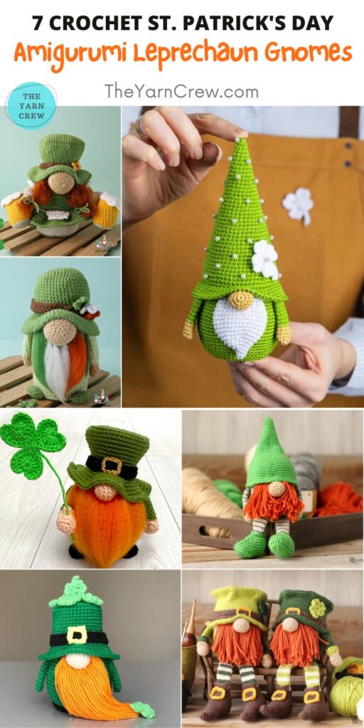 7 Crochet St. Patrick's Day Amigurumi Leprechaun Gnomes PIN 2