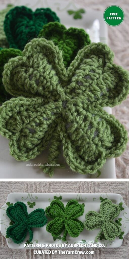Kelly's Lucky Clover - 6 Free Crochet Shamrock & Lucky Clover Patterns For St. Patrick's Day
