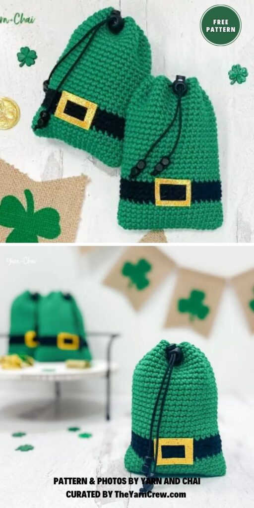 St. Patrick's Day Treat Bag - 8 Free St. Patrick's Day Party Decor Crochet Patterns
