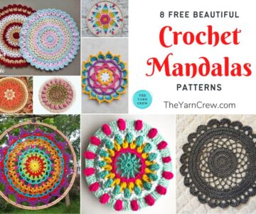 8 Free Beautiful Mandala Crochet Patterns FB POSTER