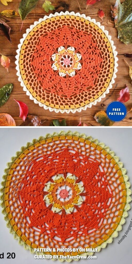 Autumn Doily Tutorial - 8 Free Beautiful Mandala Crochet Patterns