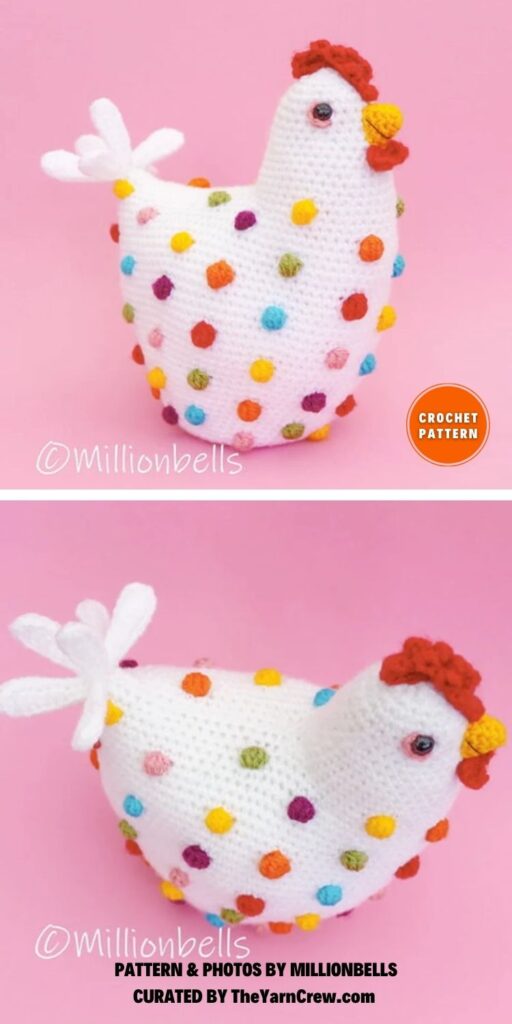 Chicken Polka Dots Crochet Pattern - 8 Crochet Amigurumi Chicken Patterns