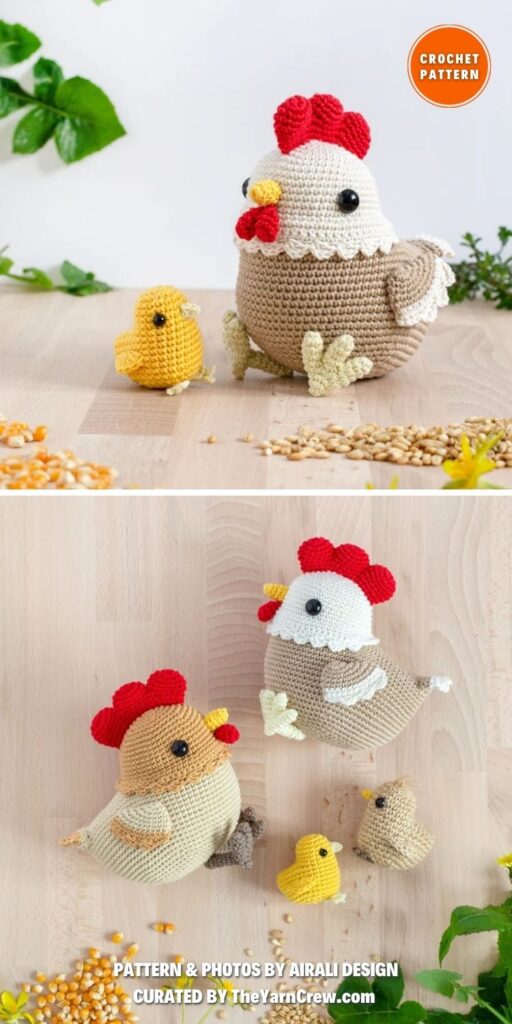 Flora the Hen and the Little Chick - 8 Crochet Amigurumi Chicken Patterns