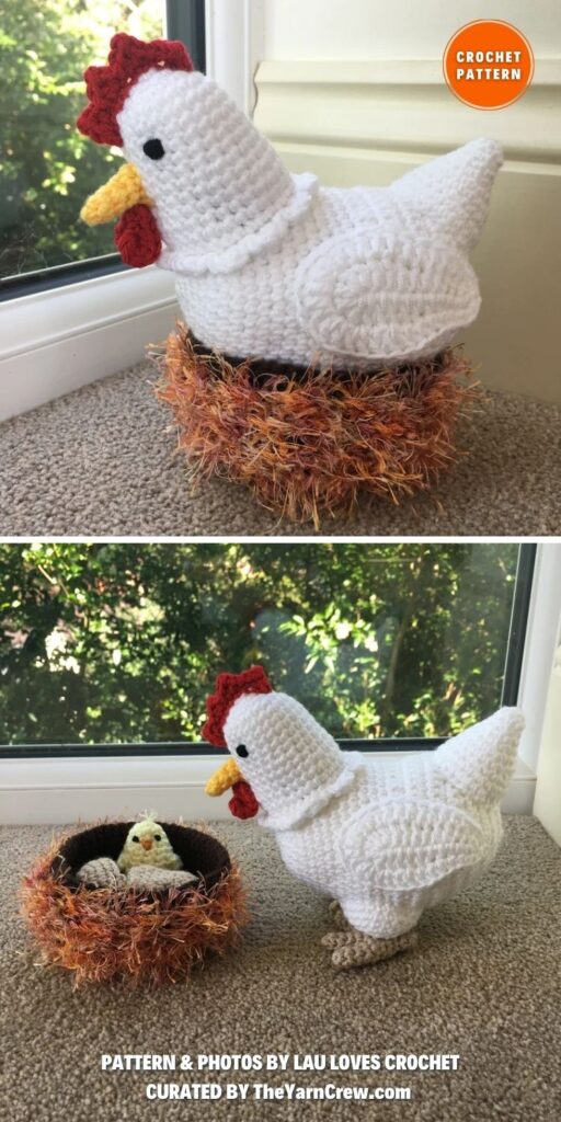 Laying Hen with Chick Crochet Pattern - 8 Crochet Amigurumi Chicken Patterns