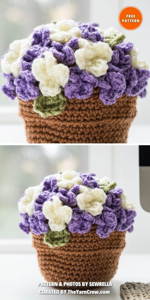 1.) Crochet Flower Pot - 4 Free Crochet Plants & Flower Pots Patterns For Mother's Day Gift Ideas - The Yarn Crew