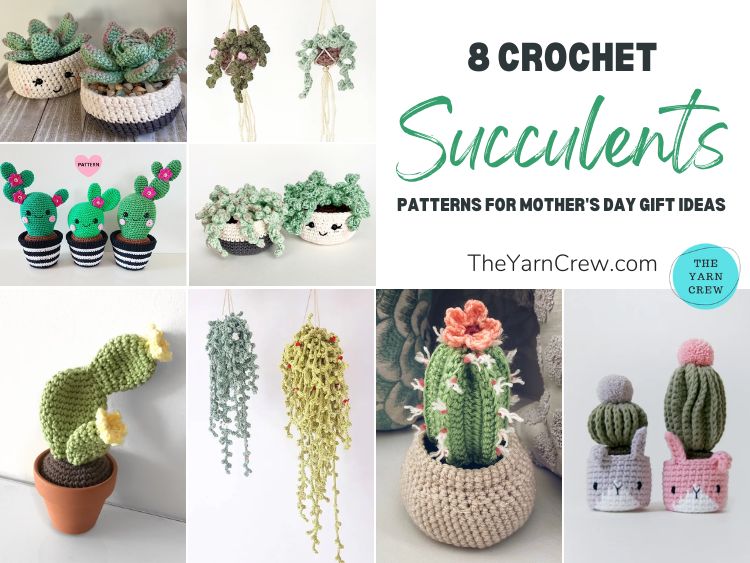 8 Crochet Succulent Patterns For Mother's Day Gift Ideas FB POSTER
