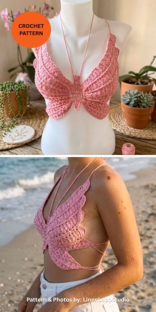 Boho Summer Bralette Tutorial - 6 Crochet Butterfly Top Patterns For Summer