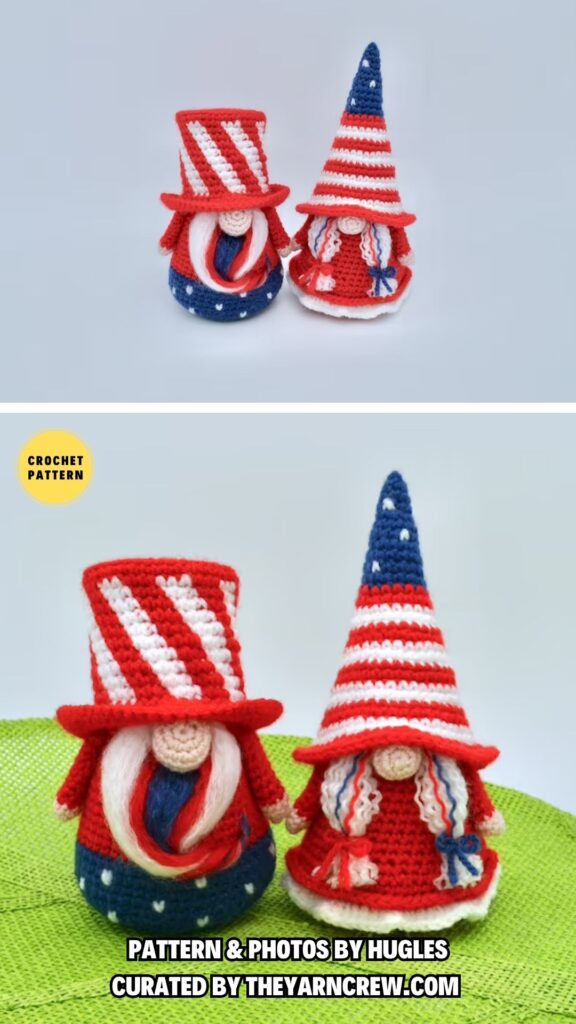 2. Patriotic Gnomes Couple - 8 Festive & Fun Crochet Independence Day Gnomes - The Yarn Crew