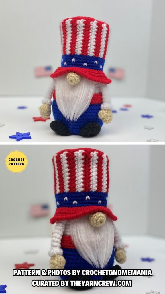 3. Patriotic American Amigurumi - 8 Festive & Fun Crochet Independence Day Gnomes - The Yarn Crew
