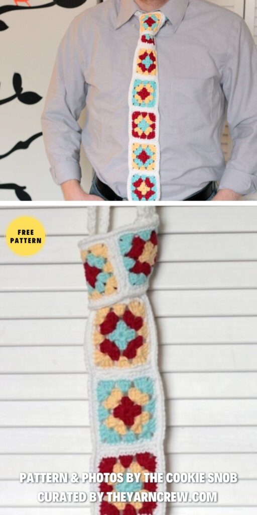 6. Hip To Be Square Tie - A Father's Day Surprise_ 6 Free Crochet Neckties Patterns - The Yarn Crew