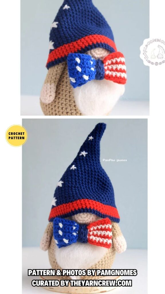 8. Crochet USA Bow Tie gnome pattern - 8 Festive & Fun Crochet Independence Day Gnomes - The Yarn Crew