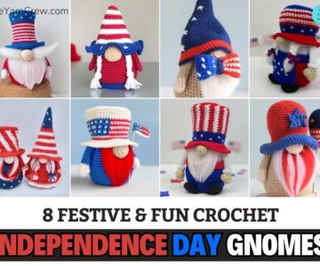 FB POSTER - 8 Festive & Fun Crochet Independence Day Gnomes - The Yarn Crew