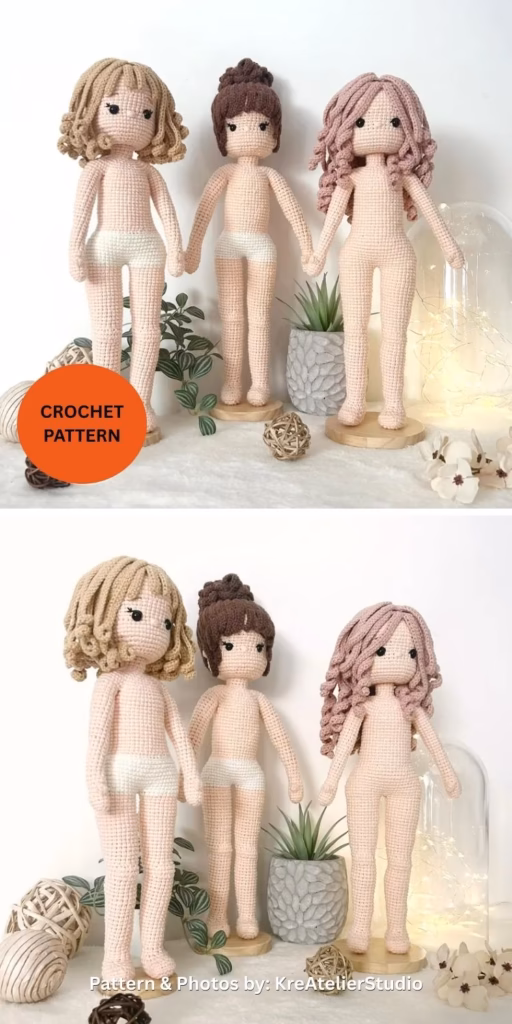 14 Inch Doll Body Base - Doll-Making Made Easy 4 Crochet Doll Bases Patterns