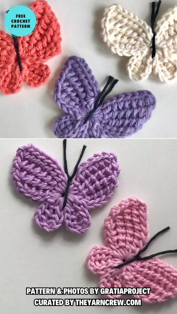 10. Tunisian Butterfly Applique - 15 Free Beautiful And Colorful Crochet Butterflies Patterns - The Yarn Crew