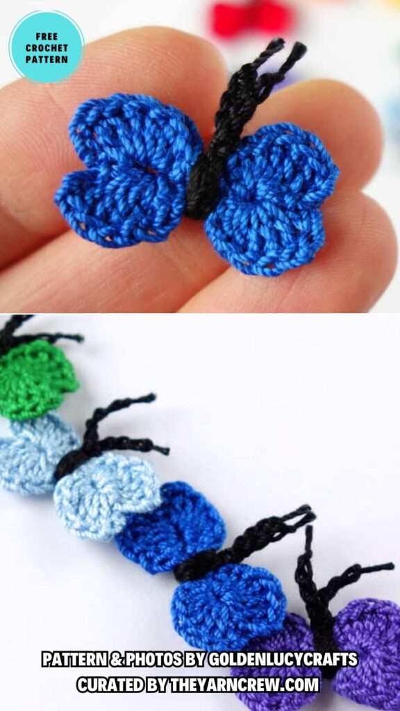 12. Crochet Mini Heart Butterfly - 15 Free Beautiful And Colorful Crochet Butterflies Patterns - The Yarn Crew