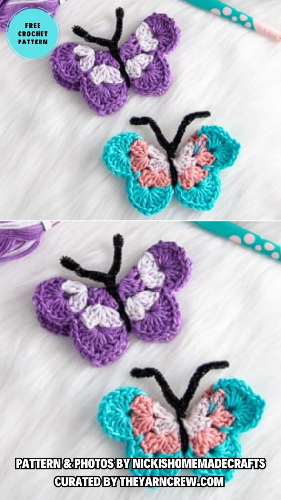 14. FREE QUICK CROCHET BUTTERFLY PATTERN - 15 Free Beautiful And Colorful Crochet Butterflies Patterns - The Yarn Crew