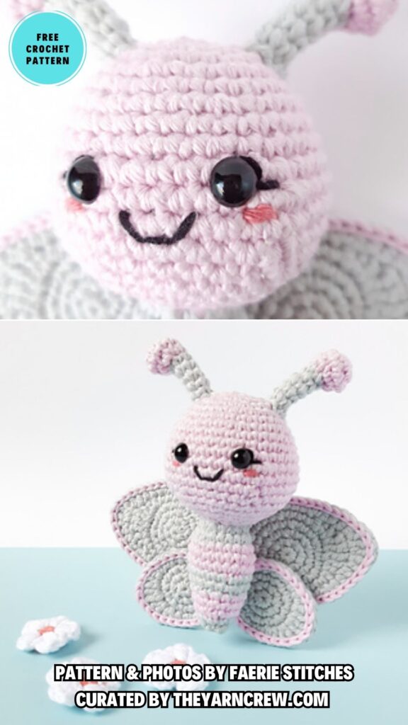 15. Ellie the Butterfly Amigurumi - 15 Free Beautiful And Colorful Crochet Butterflies Patterns - The Yarn Crew