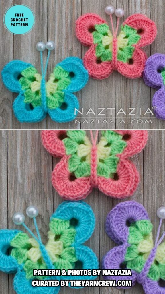4. How to Crochet Sweet Simple Butterfly - 15 Free Beautiful And Colorful Crochet Butterflies Patterns - The Yarn Crew
