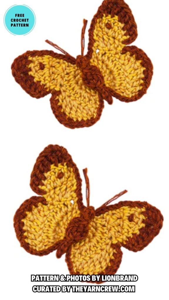6. Clouded Yellow Butterfly - 15 Free Beautiful And Colorful Crochet Butterflies Patterns - The Yarn Crew