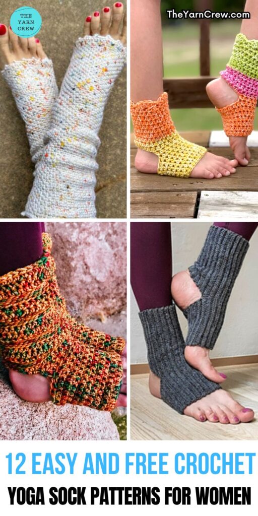 PIN 1 - 12 Easy And Free Crochet Yoga Sock Patterns For Women - The Yarn Crew