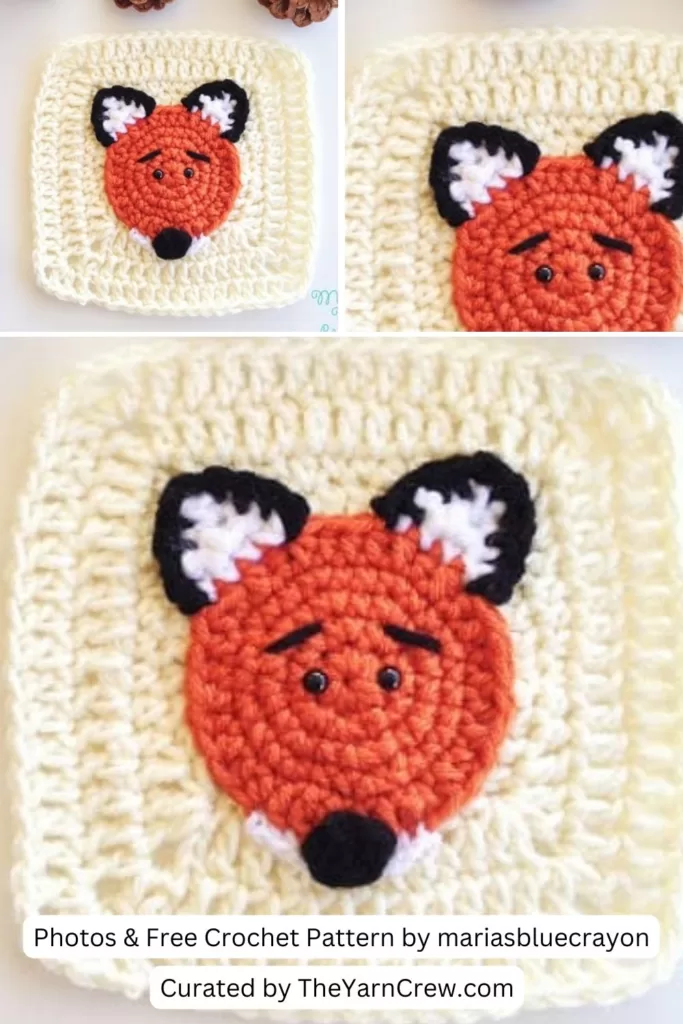 11. CROCHET FOX APPLIQUE – FREE CROCHET PATTERN - The Yarn Crew