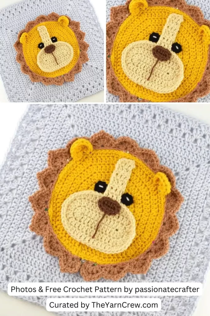 2. Crochet Lion granny square - free pattern- The Yarn Crew