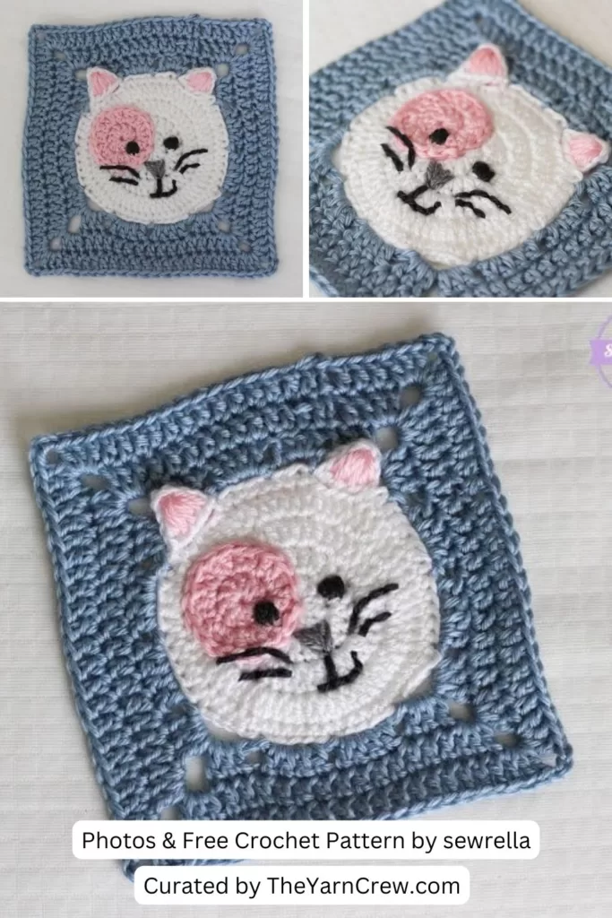 8. Kitty Cat Crochet Granny Square - The Yarn Crew