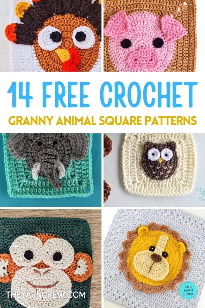 MAIN PIN 2 - 14 Free Crochet Granny Animal Square Patterns - The Yarn Crew