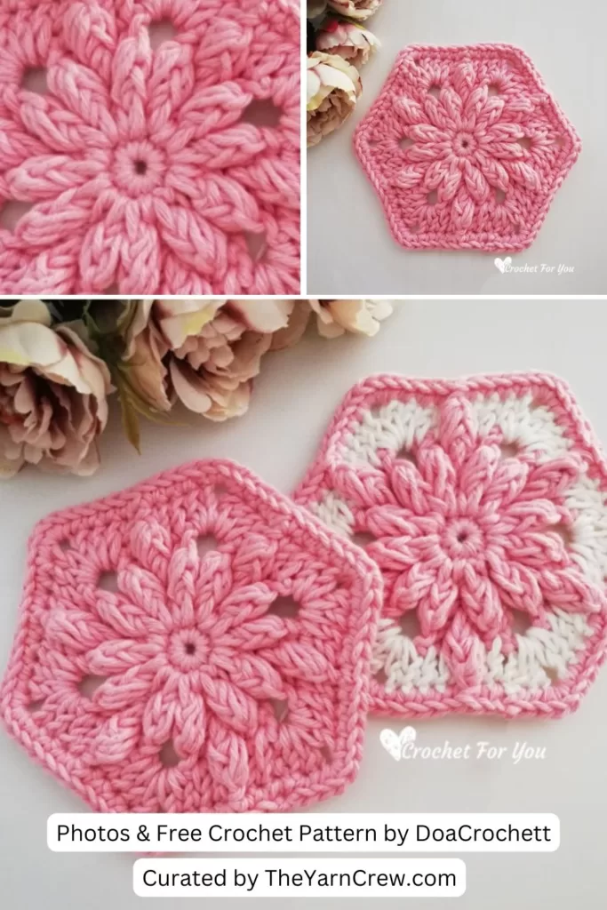 4. Crochet Bobble Drops Flower Hexagon Pattern - The Yarn Crew