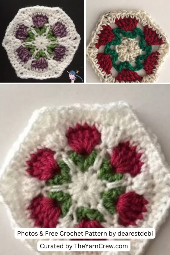 6. Crochet Flower Garden Hexagon - The Yarn Crew