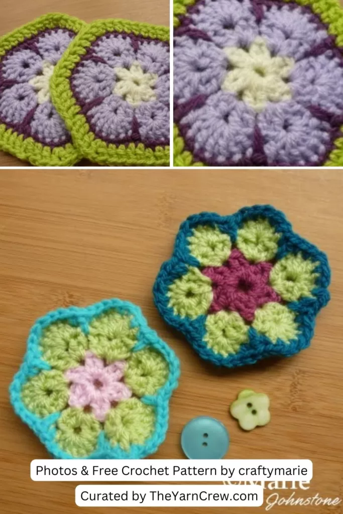 7. FREE CROCHET PATTERN AFRICAN FLOWER TUTORIAL
