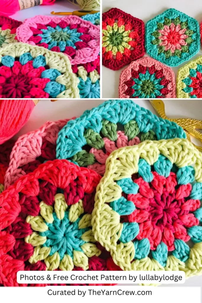 8. Granny Flower Hexagons - The Yarn Crew