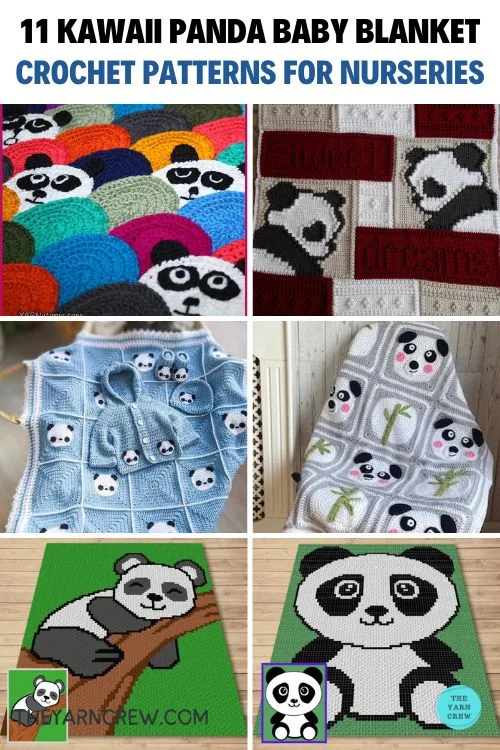 Main Pin 1 - 11 Kawaii Panda Baby Blanket Crochet Patterns For Nurseries - The Yarn Crew