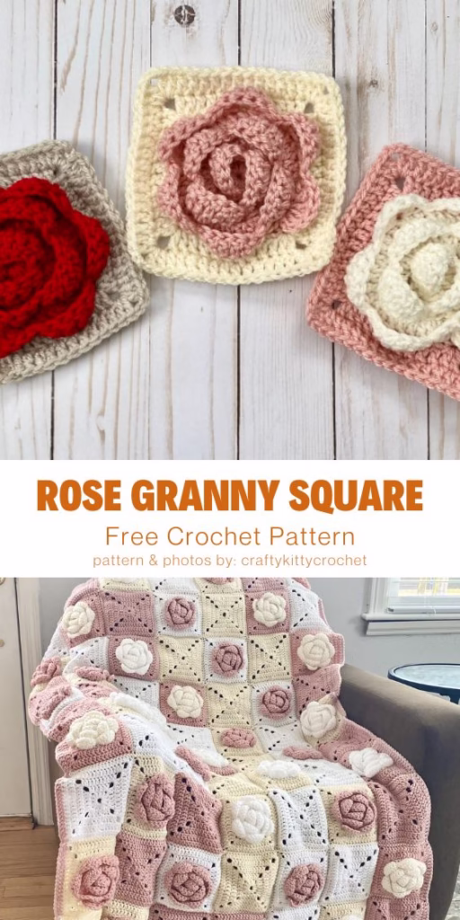 3. Rose Granny Square – Crochet Pattern