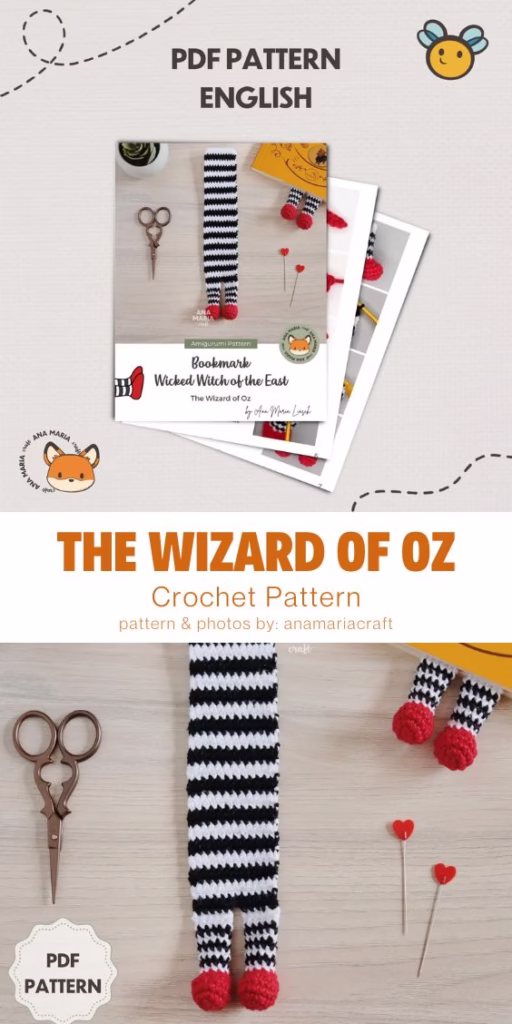 8. E-book Crochet Pattern Amigurumi - Bookmark The Wicked Witch Of The East - The Wizard of Oz