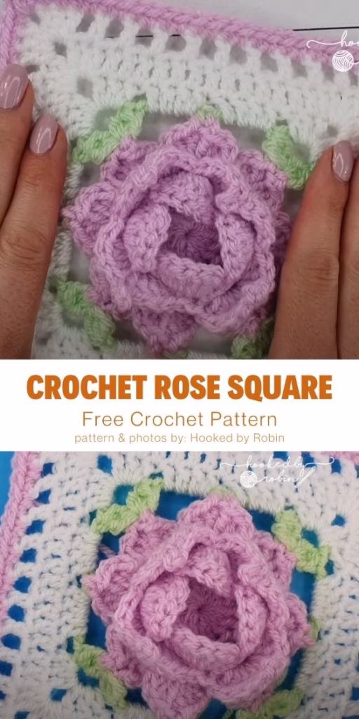 9. Crochet Rose Square