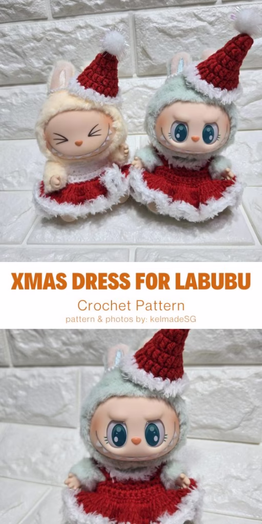 9. Crochet xmas dress for Labubu (sitting type) pattern