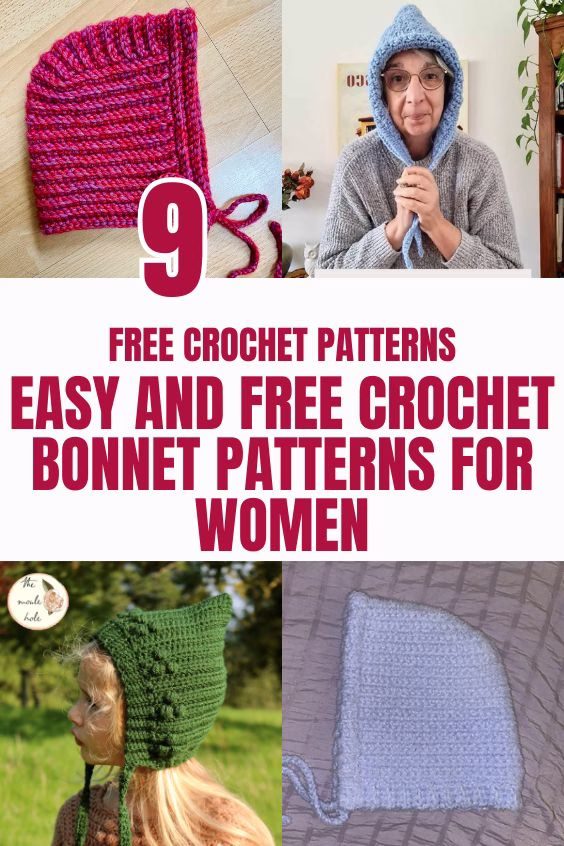 1. BLOG PIN 1 - 9 Easy And Free Crochet Bonnet Patterns For Women - The Yarn Crew